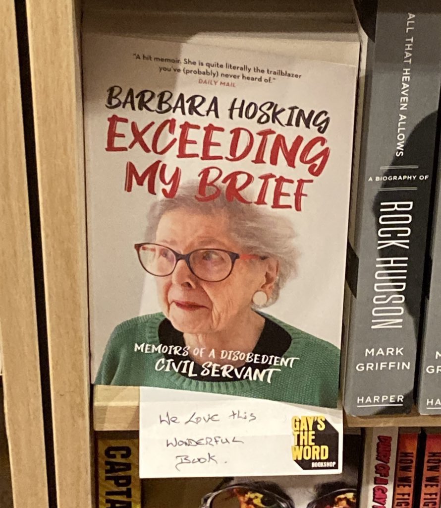 ‘Exceeding My Brief’ is a great memoir, full of fun, compelling stories from No 10, anecdotes from the Gateways Club, and so much more. Here’s Barbara Hosking in a lovely portrait by  @HeroJohnsonArt and looking her true mischievous self in  @gaystheword.  http://shorturl.at/fhvK1 