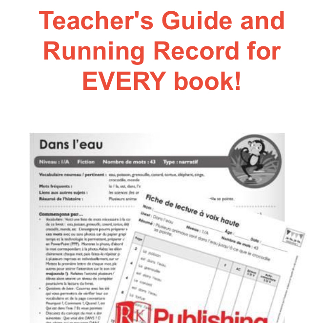 Je lis! online books now have accompanying Teacher’s Guides! Each 3-page guide highlights Before, During and After-Reading activities and includes teacher prompts for Comprehension Questions, Key Vocabulary, High-Frequency Words, and Cross-Curricular Connections.