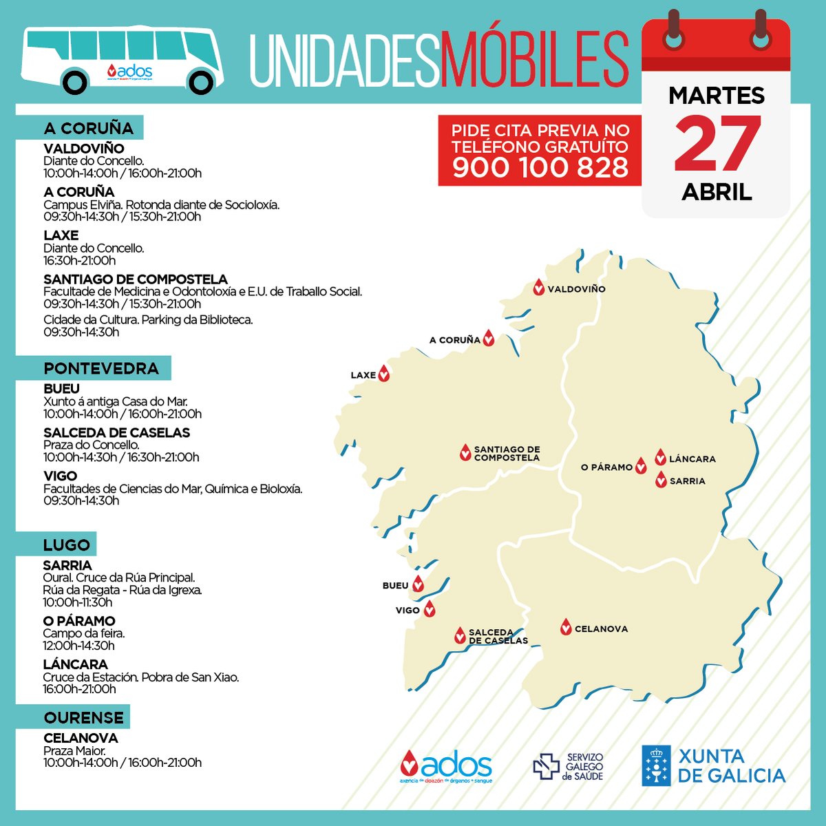 👏 Grazas ás persoas que doan cada día podemos atender tódalas necesidades sanitarias. Calquera día é bo para sumarte ao noso equipo.

📞 900 100 828
#ÚnenosOSangue #súmateaonosoequipo