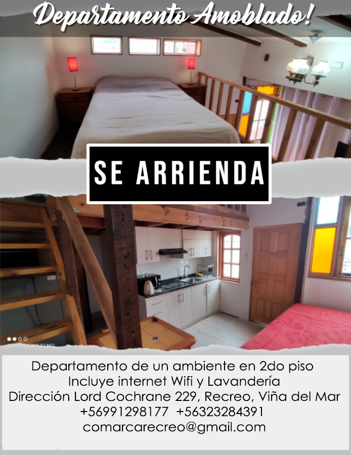 ComarcaRecreo's tweet photo. Estamos rentando departamentos de un ambiente en Recreo Viña del Mar. A pasos del Metrotren Estación Recreo. https://t.co/k1a90zGG91