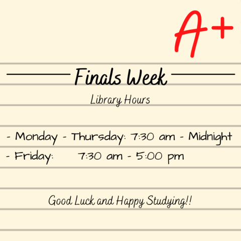 KruegerLibrary's tweet photo. Good luck to all those studying and thanks for an awesome semester! https://t.co/DUrpTxr9Jt