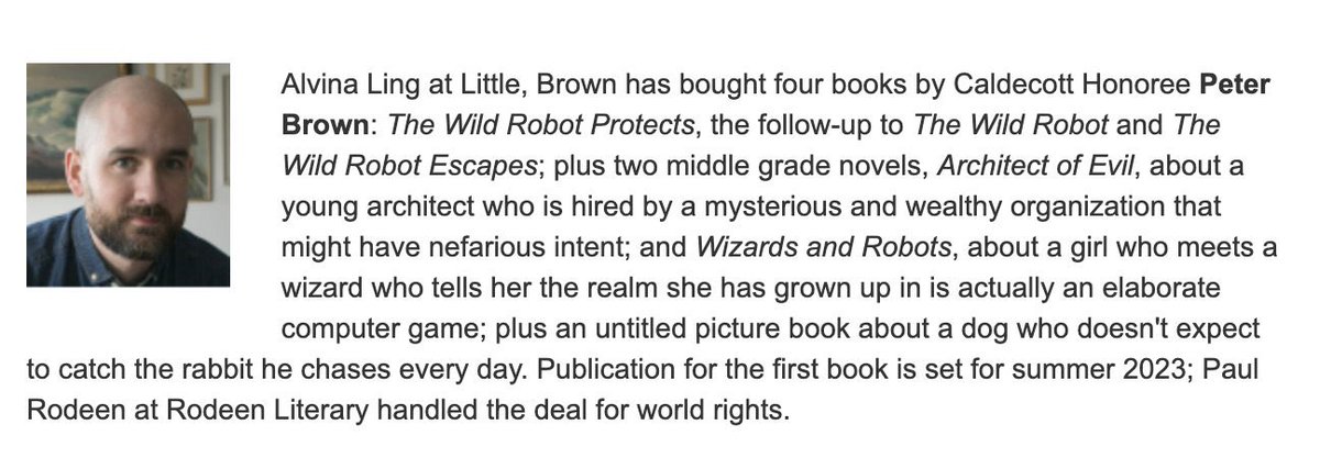Wild Robot fans! The secret is out! Book 3 is coming! THE WILD ROBOT PROTECTS won’t be available for a while (Summer 2023?) but I hope you’ll check it out when it finally arrives. In the meantime, my new picture book FRED GETS DRESSED comes out next week! peterbrownstudio.com/fred-gets-dres…