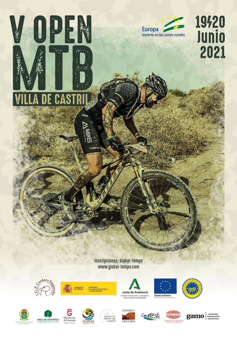 📅Nueva fecha 
➡️19 y 20 de junio 2021
⛰️V OPEN MTB VILLA DE CASTRIL
Más info⬇️
global-tempo.com/carreras.php?i…
#DeporteCastril
#Castrilparaísointerior
#ParqueNaturalSierraDeCastril 
#Granada #Andalucia