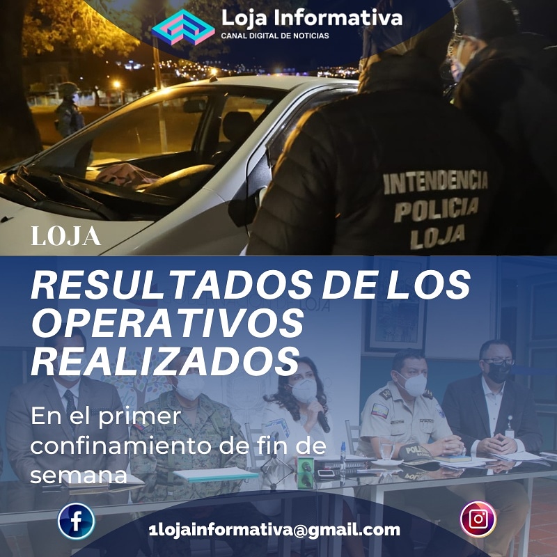 InformativaLoja's tweet photo. #ResultadosOperativos | Resultados de los operativos realizados durante el toque de queda en la provincia de Loja. Intendencia General de Policía registra: 233 operativos, 642 locales controlados, una clausura; 158 productos decomisados y 24 detenidos. 
https://t.co/HuzpTt4XuO https://t.co/GWh7hUgunA