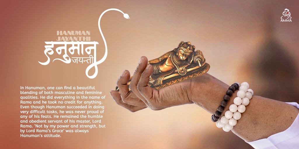 Amritanandamayi's tweet photo. ‘Not by my power and strength, but by Lord Rama’s grace’ was always Hanuman’s attitude.”
- #Amma 
#HanumanJayanti
3/3 https://t.co/rz0dTZTS4v