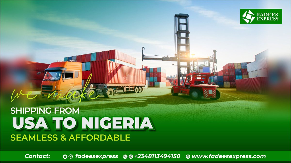 FadeesExpress's tweet image. Let's bridge the distance between you and your deliveries with our USA TO NIGERIA DELIVERY.

SEND A DM OR CALL/WHATSAPP 0811 349 4150 FOR ENQUIRIES

#tutu
#Dubai
#NigerianAirforce