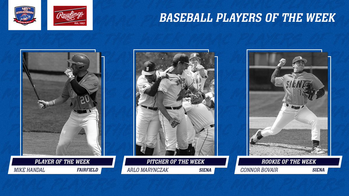 Congratulations to your <a href="/RawlingsSports/">Rawlings Baseball</a> #MAACBaseball Weekly Award Winners! 👏👏👏

📰: bit.ly/3aJ8CX8

#MAACSports | #MAAC40