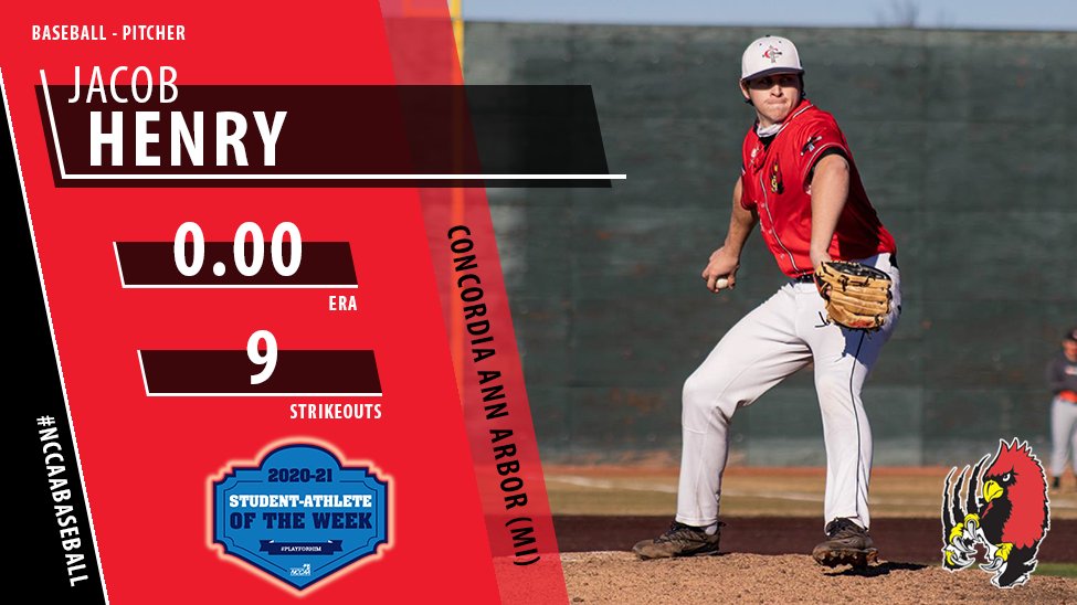 TheNCCAA's tweet photo. Congratulations to Jacob Henry of Concordia University Ann Arbor, #NCCAABaseball (Pitcher) Student-Athlete of the Week! #PlayForHim https://t.co/zOaZPjbMwO https://t.co/JFFpkbR3QR
