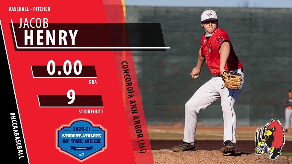 Congratulations to Jacob Henry of Concordia University Ann Arbor, #NCCAABaseball (Pitcher) Student-Athlete of the Week! #PlayForHim the-n.cc/3dSlnAw