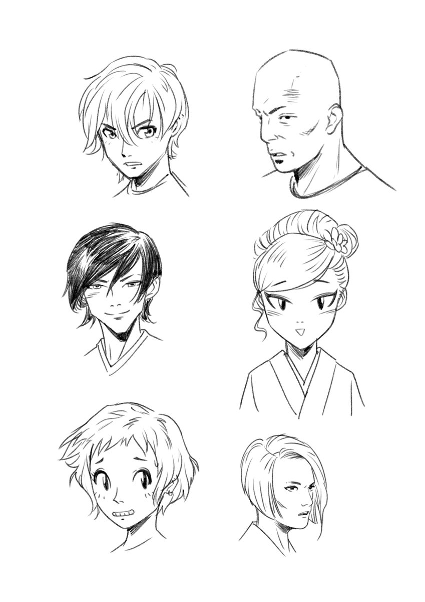 Some manga style head sketches I did the other day. This was fun as hell, it takes me back to when I first learned drawing while copying my favorite mangakas. 