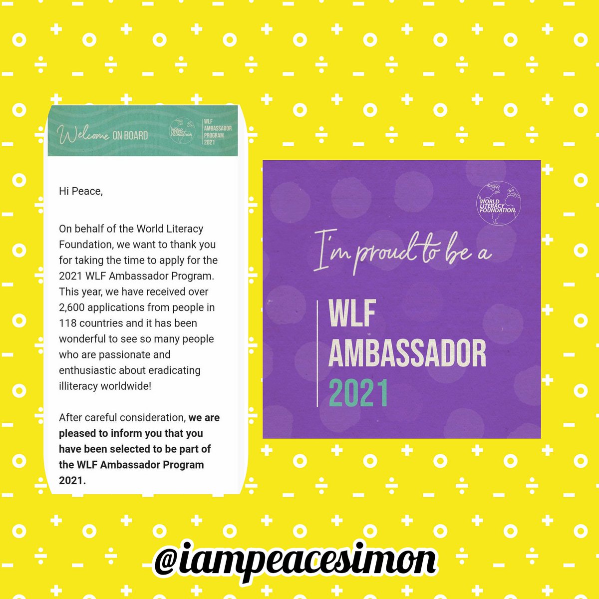 IamPeaceSimon's tweet photo. Look who got selected!!! 💃💃💃💃
Let's take Project Karanta to the next level!!!
#WLFambassador
#projectkaranta
#askmisspeace
#teacher
#sdgs2030 https://t.co/J26PUEI24G