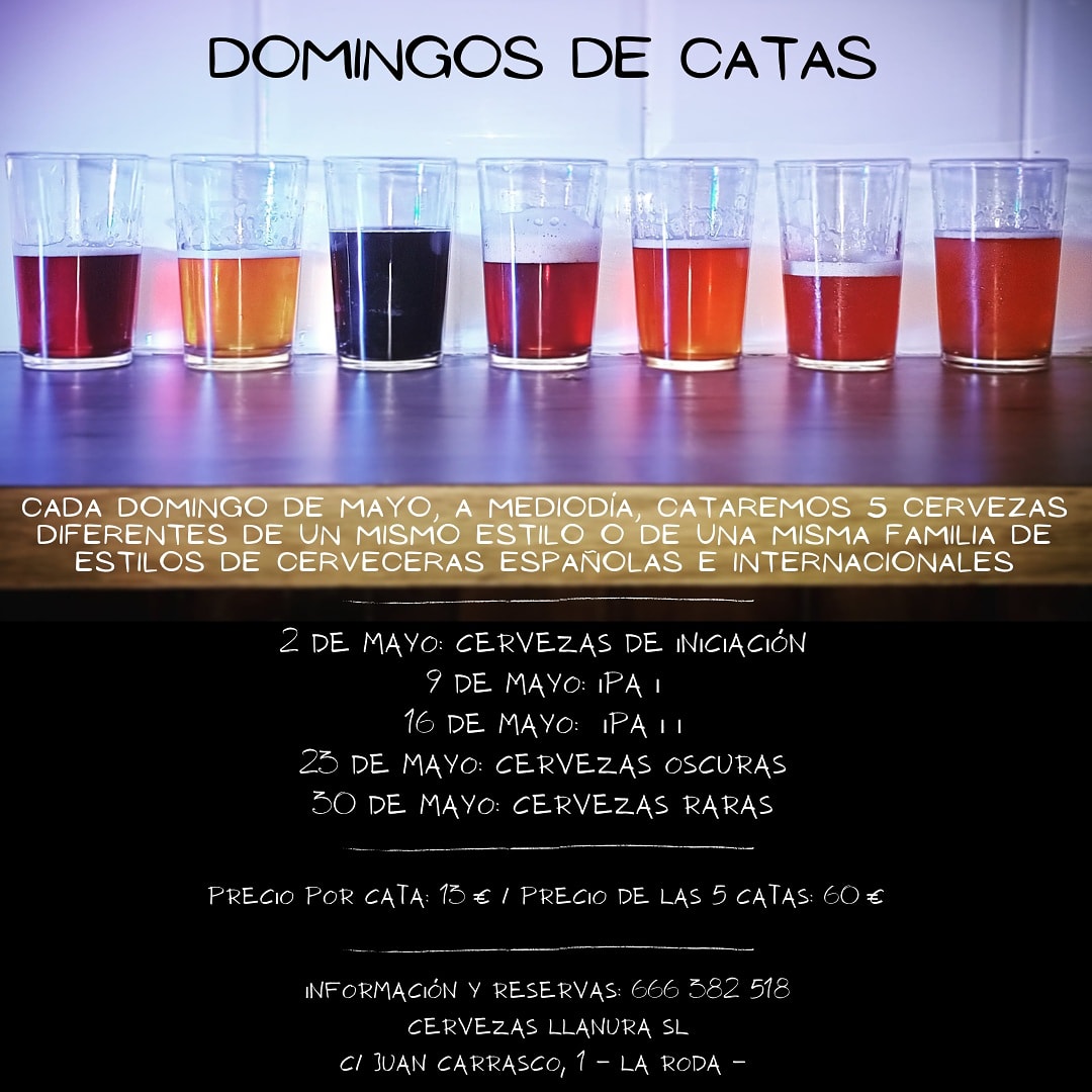 📣 DOMINGOS DE CATA‼️
🔺 En mayo, los domingos haremos catas de 5️⃣ birras. 
🔺 Conoceremos los principales estilos y diferentes cerveceras. 
🔺 Comenzamos este domingo con CERVEZAS DE INICIACIÓN. 
📆 2 de mayo
⌚ 13:00 h.
💲 13€ (60€ por todas)
☎️ Info y reservas: 666382518