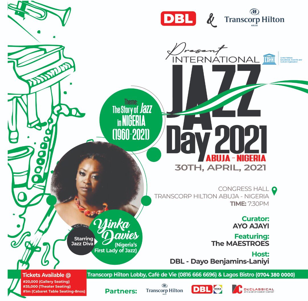AgulaMusa's tweet photo. World Jazz day with Class!!!
⁦@DayoBenLaniyi⁩ hosts the city to an exotic experience this Friday. Where else would you rather be?
#jazz https://t.co/on7oOD8h0h
