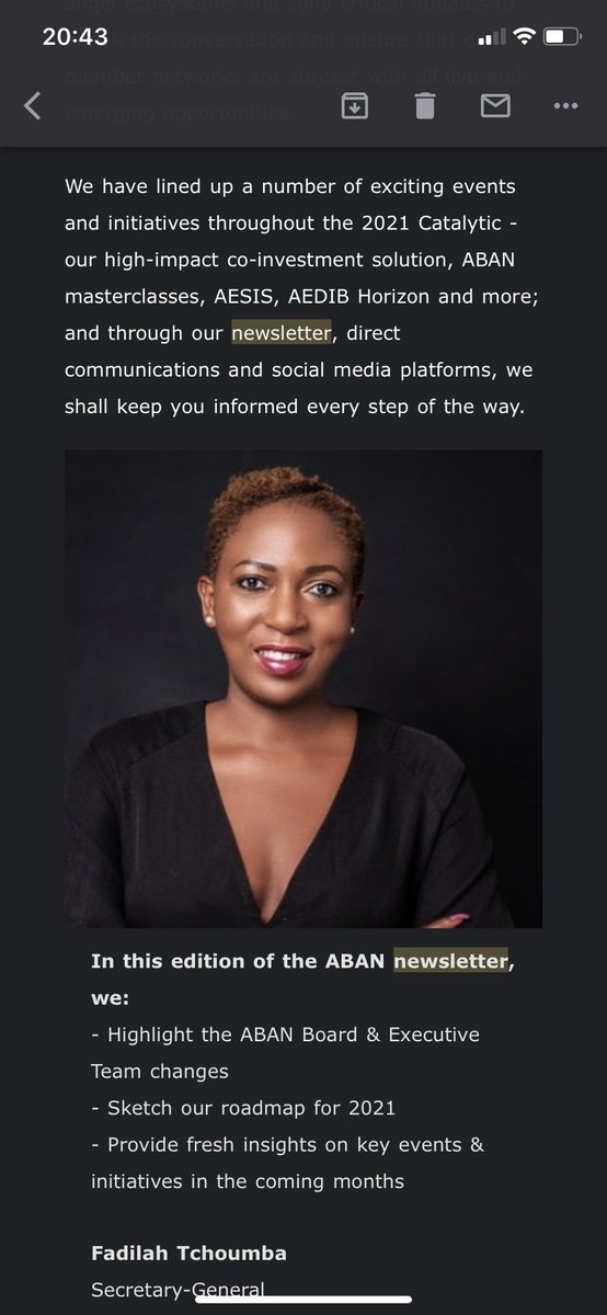 I am grateful for the trust the Board has shown in me. 'Tomi Davies Rebecca Enonchong Ben White Khaled Ismail Stephen Gugu  Yemi Keri Hannah Subayi Kamuanga Alexandra Fraser Tarek A. El Kady Marième Diop Christopher Laila Macharia Jacopo Losso David van Dijk