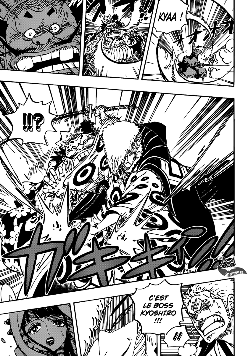 Sanji lui dit rappelle très bien d'ailleurs que son acte est irresponsable. Heureusement que Denjiro a sauvé la mise, en plus d'avoir eu un combat ultra badass contre Zoro