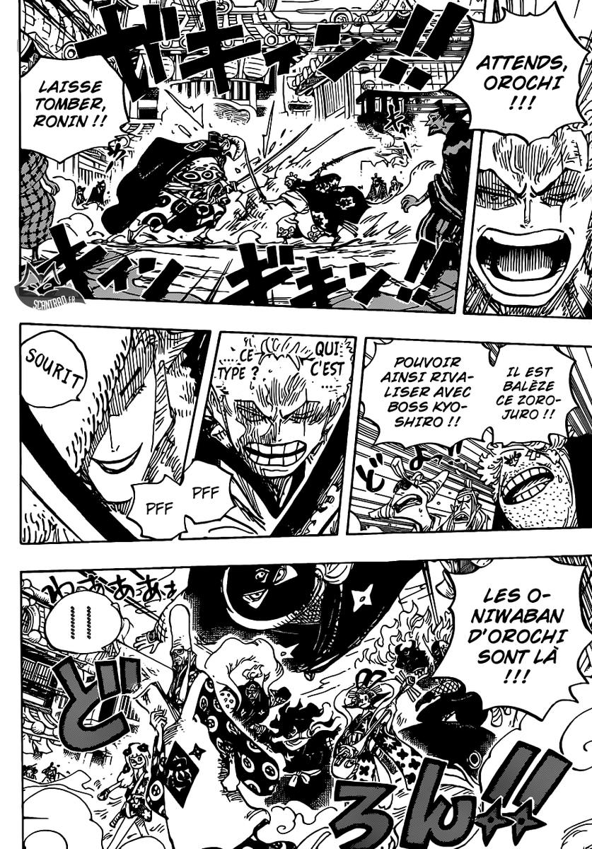 Sanji lui dit rappelle très bien d'ailleurs que son acte est irresponsable. Heureusement que Denjiro a sauvé la mise, en plus d'avoir eu un combat ultra badass contre Zoro