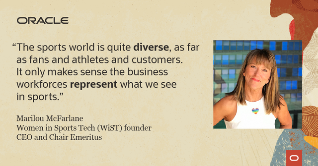 BeckyBrann's tweet photo. When Marilou McFarlane started her career in sports technology, she was often the only female in the room. She's since launched Women In Sports Tech to help #ChangeTheRatio: https://t.co/CzBTmluvwB https://t.co/gVZ7DX8tVR