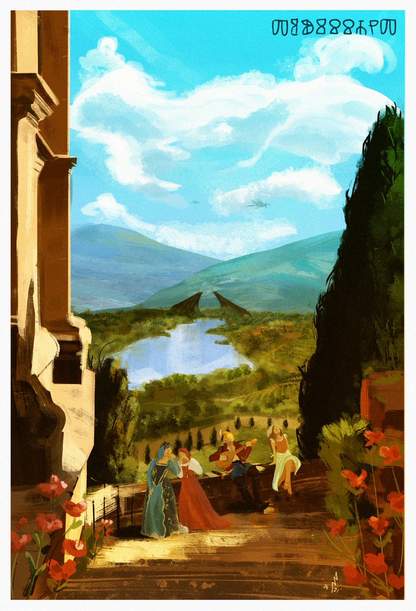 chiefinspectaa's tweet photo. I would pay actual money to be in Touissant right now, yes the beast included 😆 I saw a beautiful photograph on pinterest, immediately thought of Beauclair and wanted to draw it.
#witcher #witcherwildhunt #touissant #beauclair #dandelion #digitalpainting #Wacom https://t.co/Cw6PyYEGOf