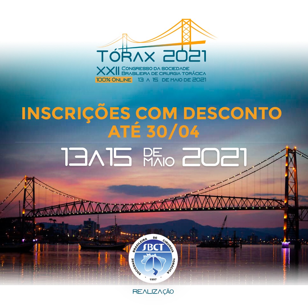 Inscrições com desconto até 30/04
torax2021.com.br/inscricoes
#sbct
#torax2021