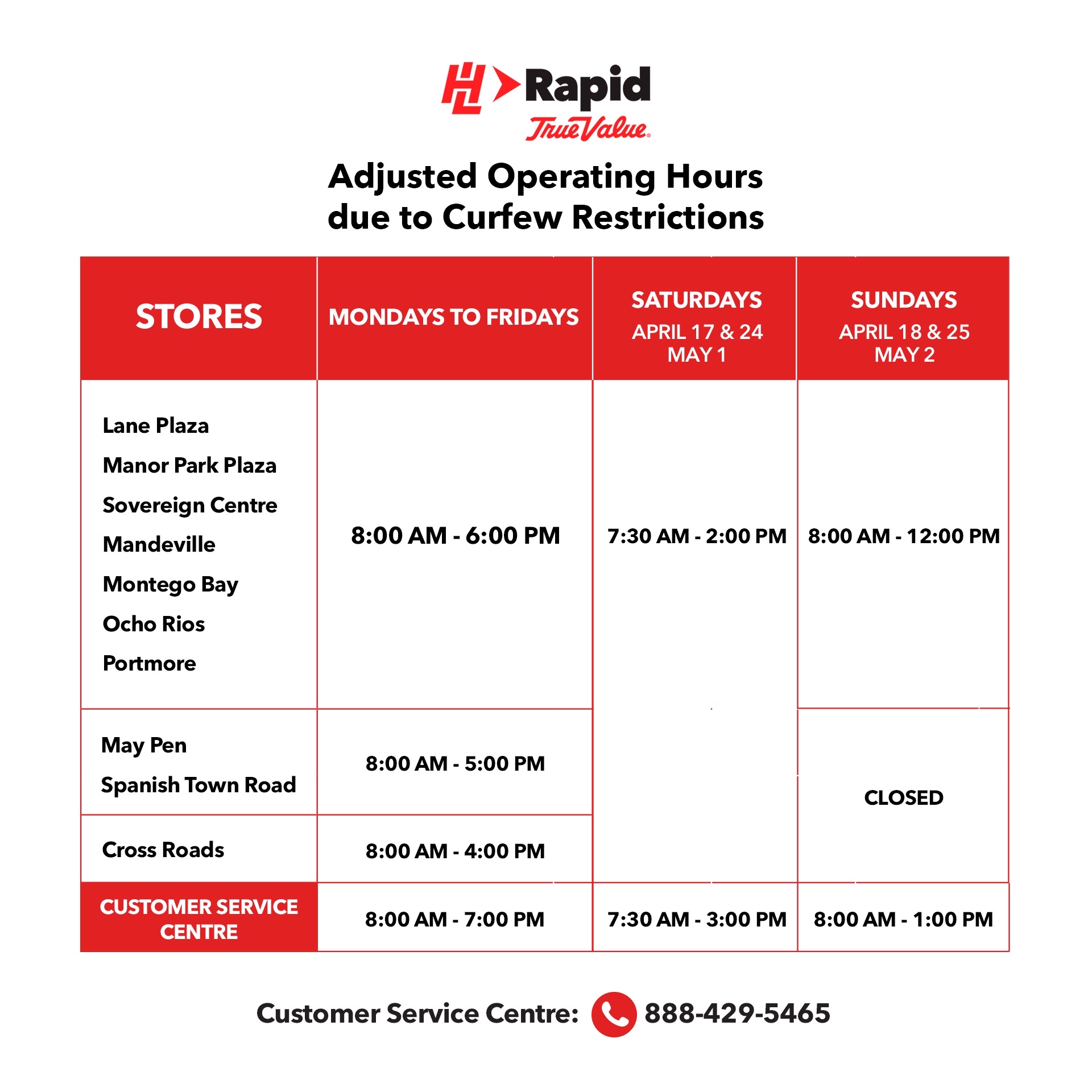 Hardware and Lumber on Twitter "Hey! Check out our opening hours from now until May 2. Save