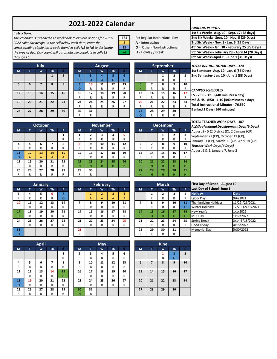 Ccisd 2021 To 2022 Calendar Customize and Print