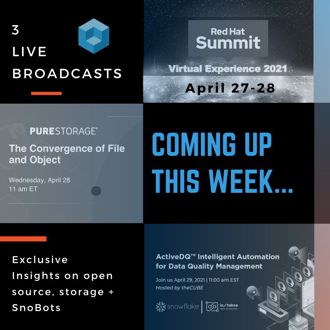 jebstuarthog's tweet photo. PureStorage: RT @theCUBE: Three can't miss live events this week! @PureStorage is among a trio of virtual events over 3 days of broadcast coverage from @theCUBE. Add them all to your calendar + Join our community of thought leaders. #opensource #hypercon… https://t.co/fnrsVi1TKm