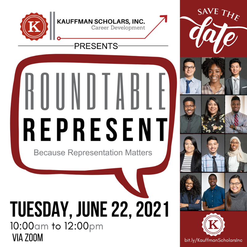 KauffmanKSI's tweet image. Roundtable Rep is all about #REPRESENTING. This annual event focuses on the importance of representation in the workplace and why it matters. Register: bit.ly/KSIRep21Org #representationmatters #professionalsofcolor #network #careercapital #mentorship #sponsorship