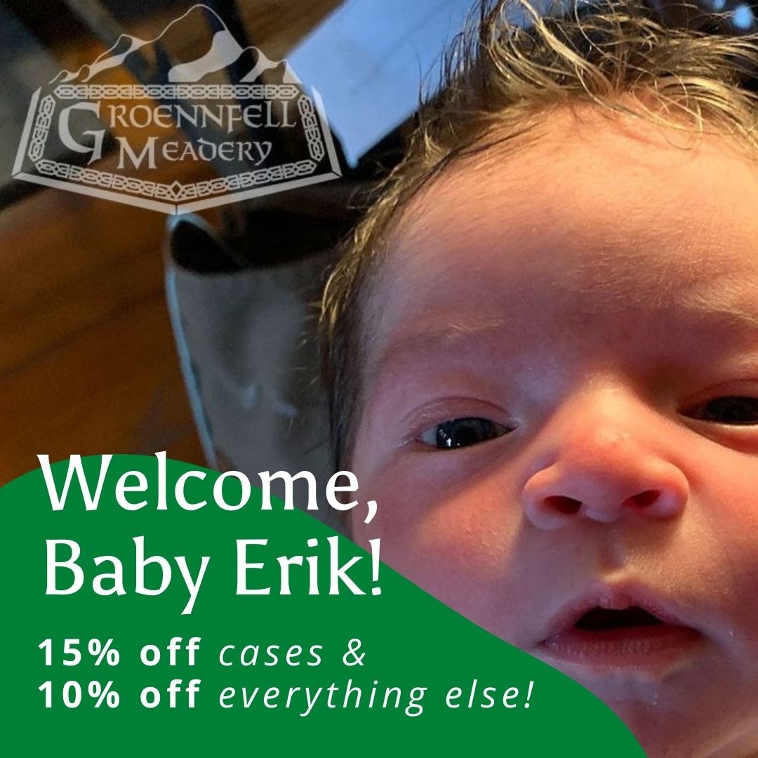 Congratulations to our founders, Ricky and Kelly, on the birth of their second child! 

We're celebrating our newest meadiac with 
15% off cases and 10% off everything else!

🛒 l8r.it/ws9o

#sale #meadery #mead #vermont #craftmead #groennfell #havocmead