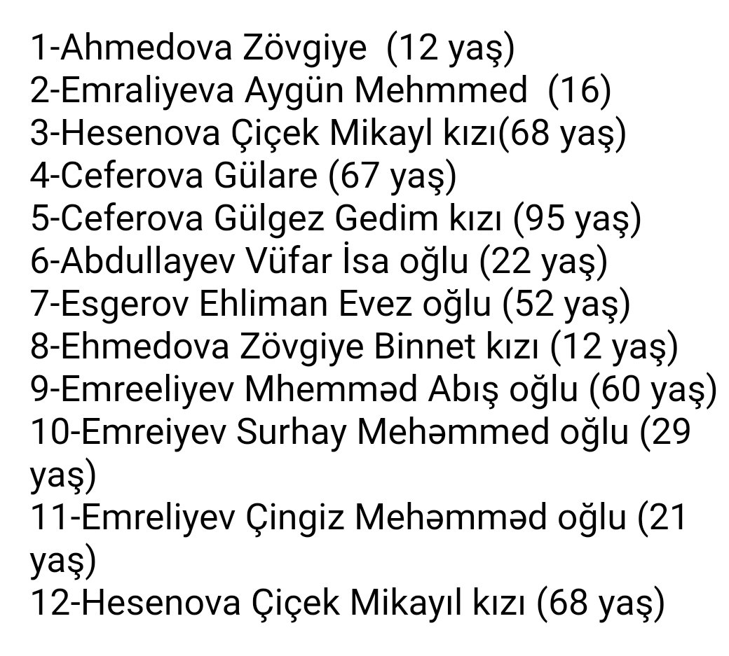 Azerbaycan Başsavcılığı Nisan 1993'te Karabağ'ın Kelbecer ilçesinin Başlıbel köyünde #Ermenistan güçleri tarafından öldürülüp toplu mezara gömülen 12 sivilin ismini tespit etti.