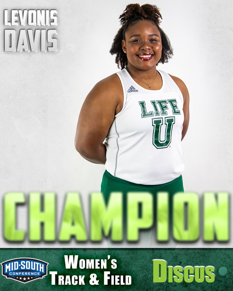 LifeUAthletics's tweet photo. 🚨CHAMPION🚨
Levonis Davis earned a title for the women's #LIFEUTRACK team at the @MidSouthSports Outdoor Championships today in the Discus! Davis came up big in her final throw with a distance of 37.49! https://t.co/AEqaUyifxh