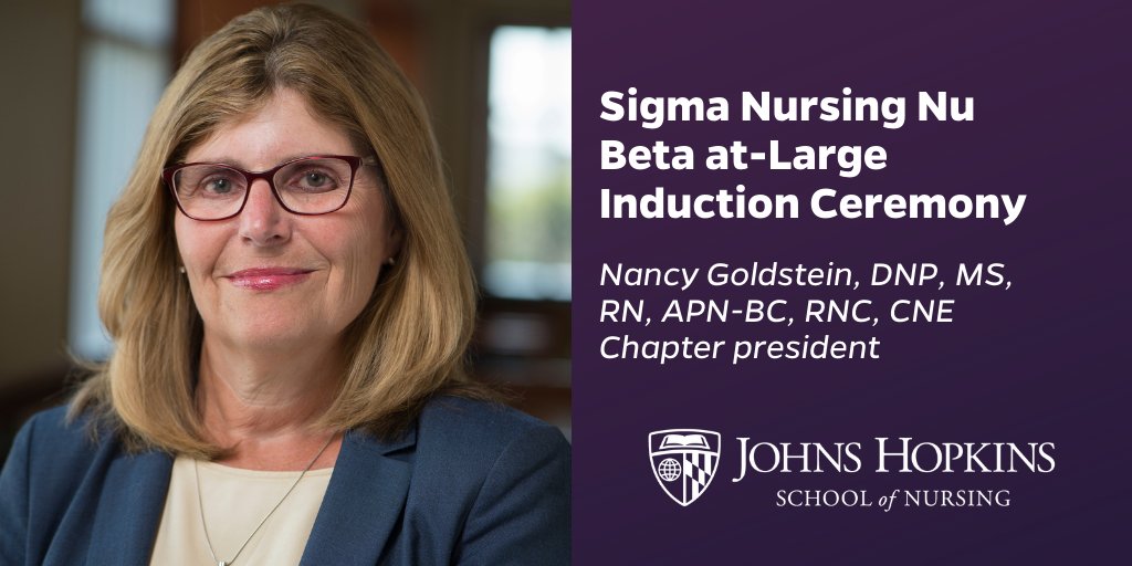 Dr. @GoldsteinNancy1, @NuBetaJHU chapter of @SigmaNursing president, welcomes inductees, family, and friends to the ceremony.