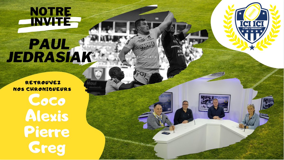 NOH_TV's tweet photo. Demain, on retrouve l'équipe de "Ici Ici C'est l’Émission" avec une équipe au complet et avec Paul Jedrasiak
comme invité.

Soyez au rendez-vous demain à 19h00.

Merci à @PhotOvalie
 
#rugby #asm #clermontferrand #auvergne #michelin https://t.co/QqHcQ2Ysvp