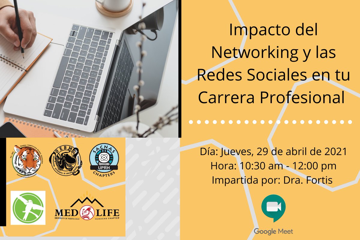 HCSA_UPRH's tweet photo. Acompáñanos este jueves 29 de abril y aprende como puedes usar las redes y el método de networking de manera que beneficie su carrera profesional. Este será a la hora universal - 10:30 am a 12:00 pm - y será transmitida por Google Meet.
🐅¡Los esperamos!🐅
https://t.co/yJ6uNYL1aX https://t.co/mklGU1NyZ3
