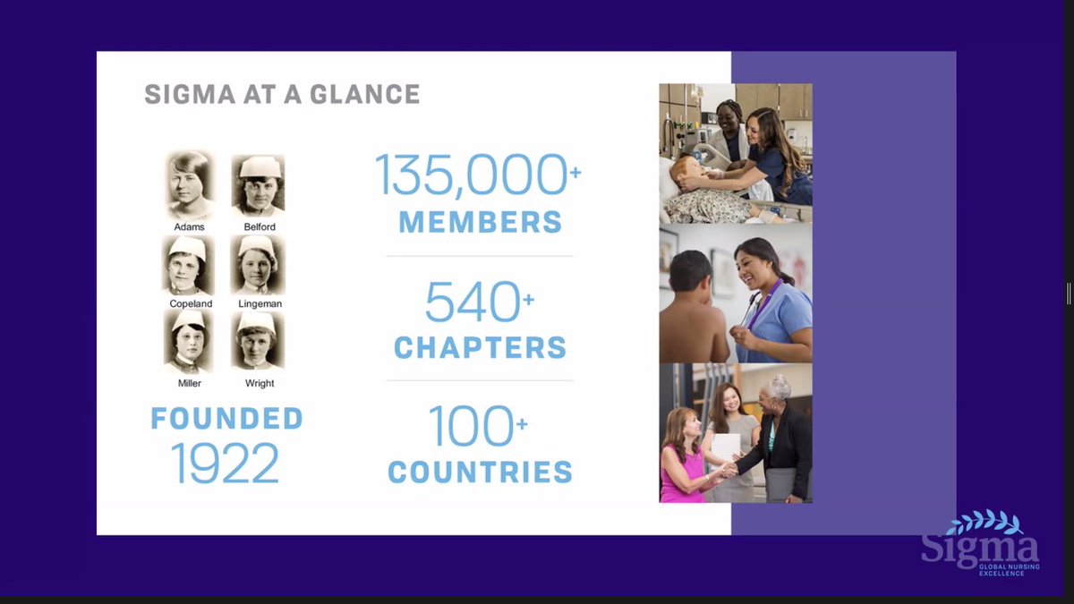 Here's @SigmaNursing at a glance. From @NolanOnNursing, 'We look for sign posts in our careers that we are making the right choices. Induction in @NuBetaJHU is one of those signs.' From Dr. Victoria Hughes, 'Welcome to our diverse, global network of leaders.'