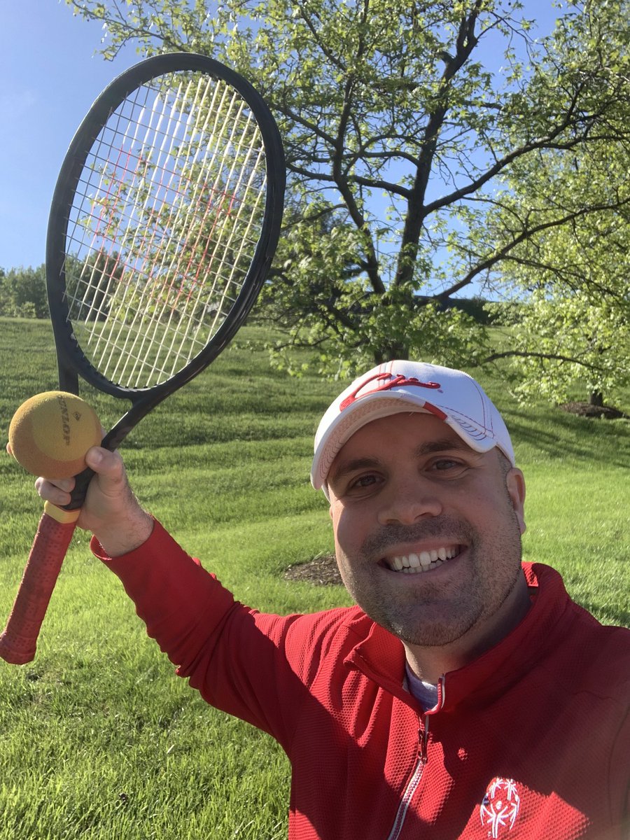 SOMD_VEEP's tweet photo. It’s the first day of @SpOlympicsMD MOVE Challenge for our schools! I saw some @CroftonUnified students and coaches getting started so I had to get some minutes in! #MOVESOMD . A perfect day to get outside between meetings to hit the ball against our warehouse wall. https://t.co/6LIfY826Np