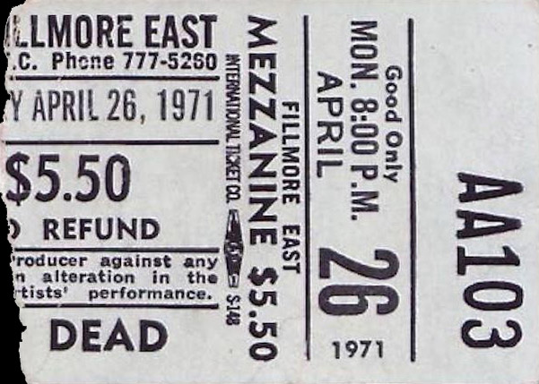 50 years tonight, the grateful dead at the fillmore east, a splendid monday. 2nd night of 5, joined by duane allman in the 2nd set. delightful soundboard with nice jams: archive.org/details/gd1971… [1/6]