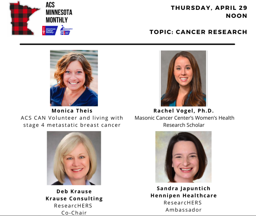 MSABCTwinCities's tweet photo. Join us on Thursday for a LIVE 30 minute talk about cancer research in Minnesota and what Minnesotans are doing in our communities to support research funding. We have a fantastic panel of women to lead our engaging conversation. Register here: https://t.co/qLZDMiqBMO https://t.co/4I65TunrcR