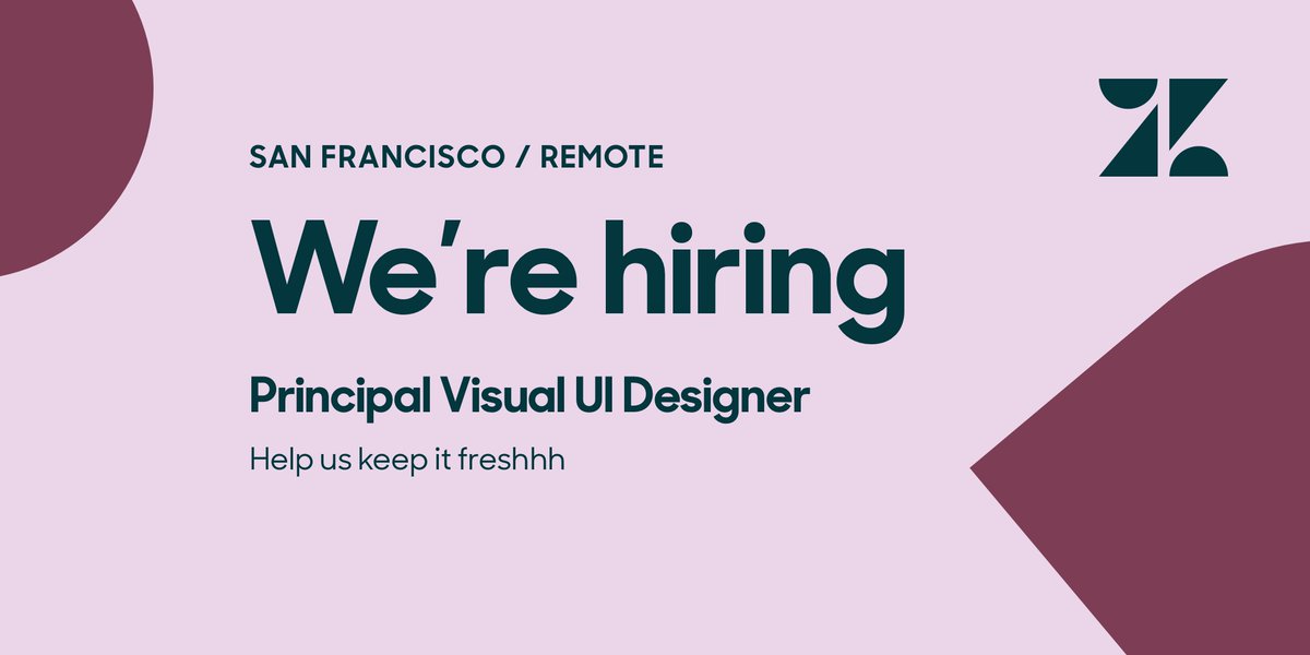 I'm hiring an exciting new role at Zendesk: a Principal Visual UI Designer to help us keep Zendesk's product design language freshhh. Job description: jobs.zendesk.com/us/en/job/R151…
Please help me spread the word—and send your referrals my way!