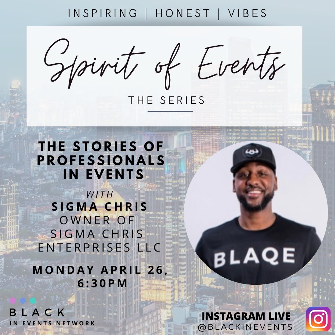 We are about to go LIVE on Instagram! Join us in 15 minutes as we discuss the entertainment side of events with Chicago’s very own @Sigma_Chris https://t.co/mpKFy3K0ut