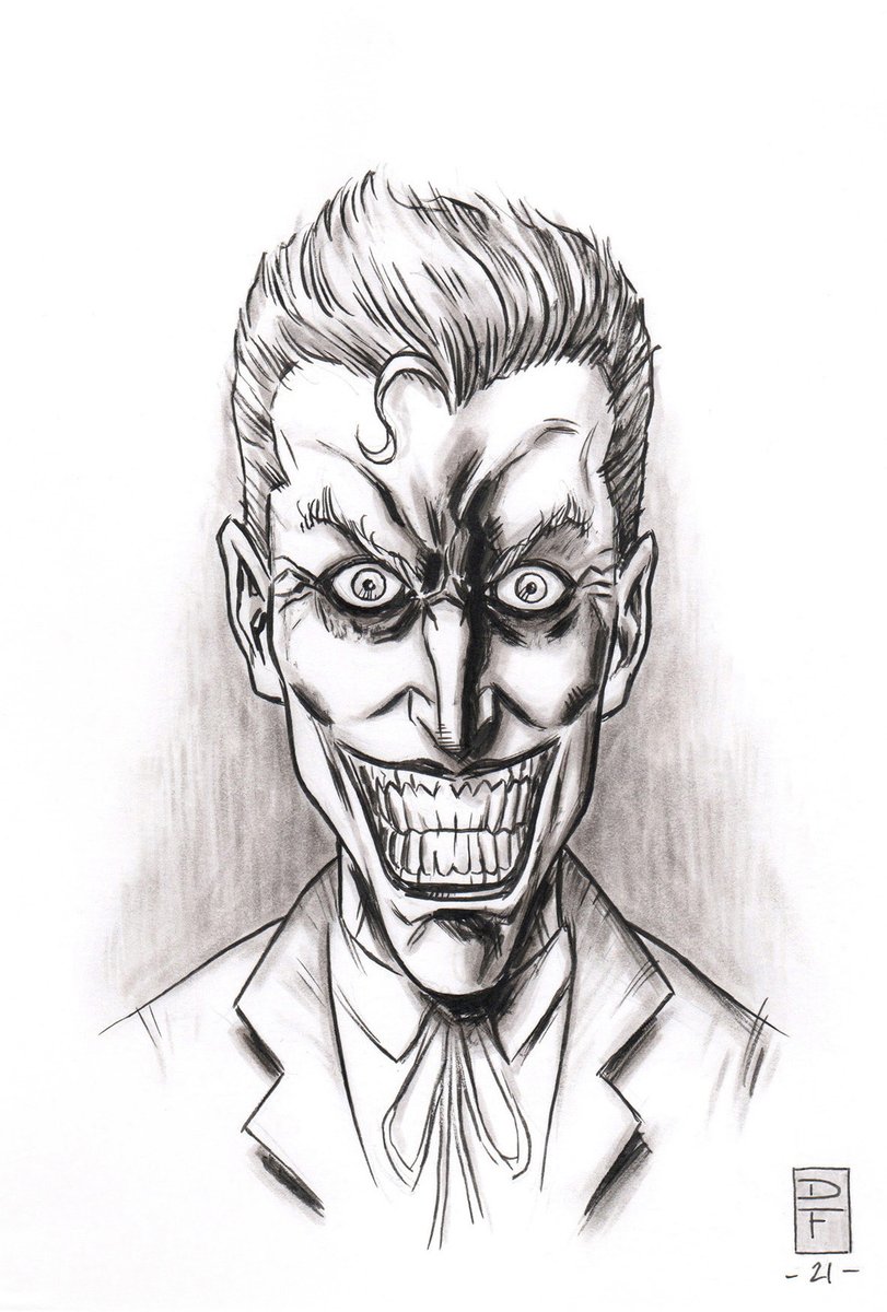 DaveFoxArt's tweet photo. Here's the finished Joker sketch that we ended up raffling off from Saturday's #FerryCon interview/drawing demo; thanks to Tim and Dobbs Ferry Public Library for having me! https://t.co/Vgf3RsRF6E