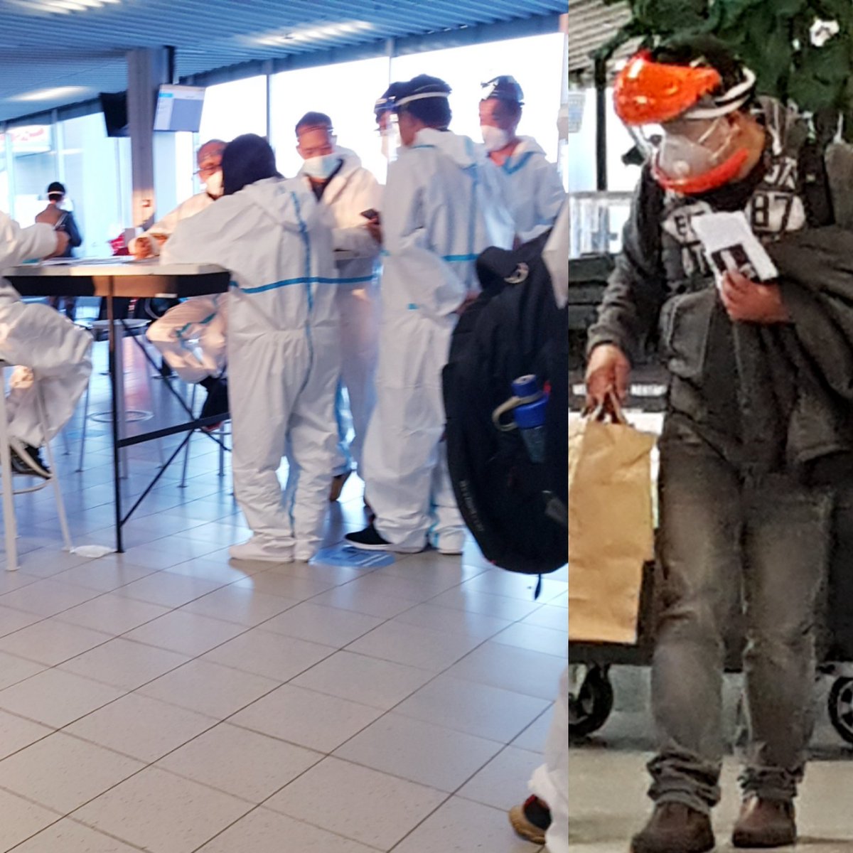 From #hazmatsuits to full-on #helmets, is this the new way to #travel? Some scenes from #Amsterdam #airport. 😷🤔🙄
#COVID19 #covidtravel #pandemiclife #pandemictravel <a href="/Schiphol/">Amsterdam Airport Schiphol</a>