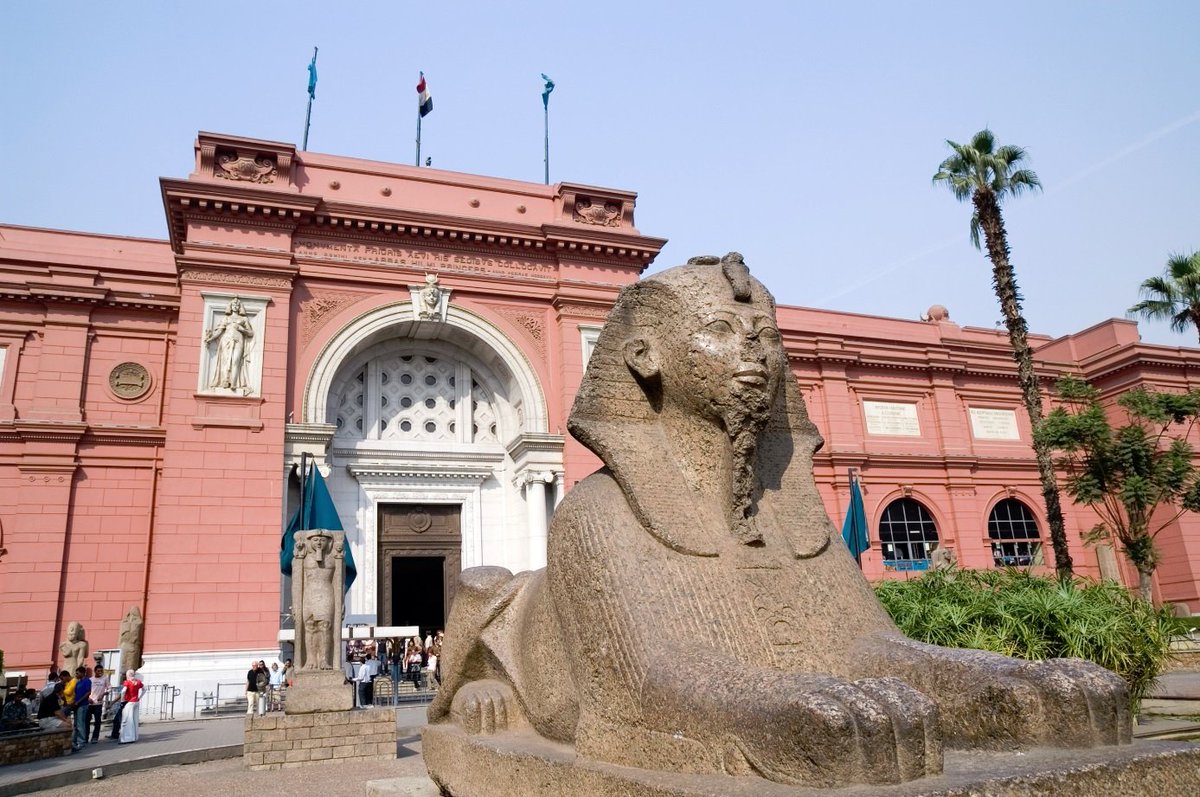 Which can only mean we're going to Egypt! And our first stop is the Museum of Egyptian Antiquities, also called the Egyptian Museum or the Museum of Cairo. It was built in 1901 and has a collection of about 120,000 artifacts.