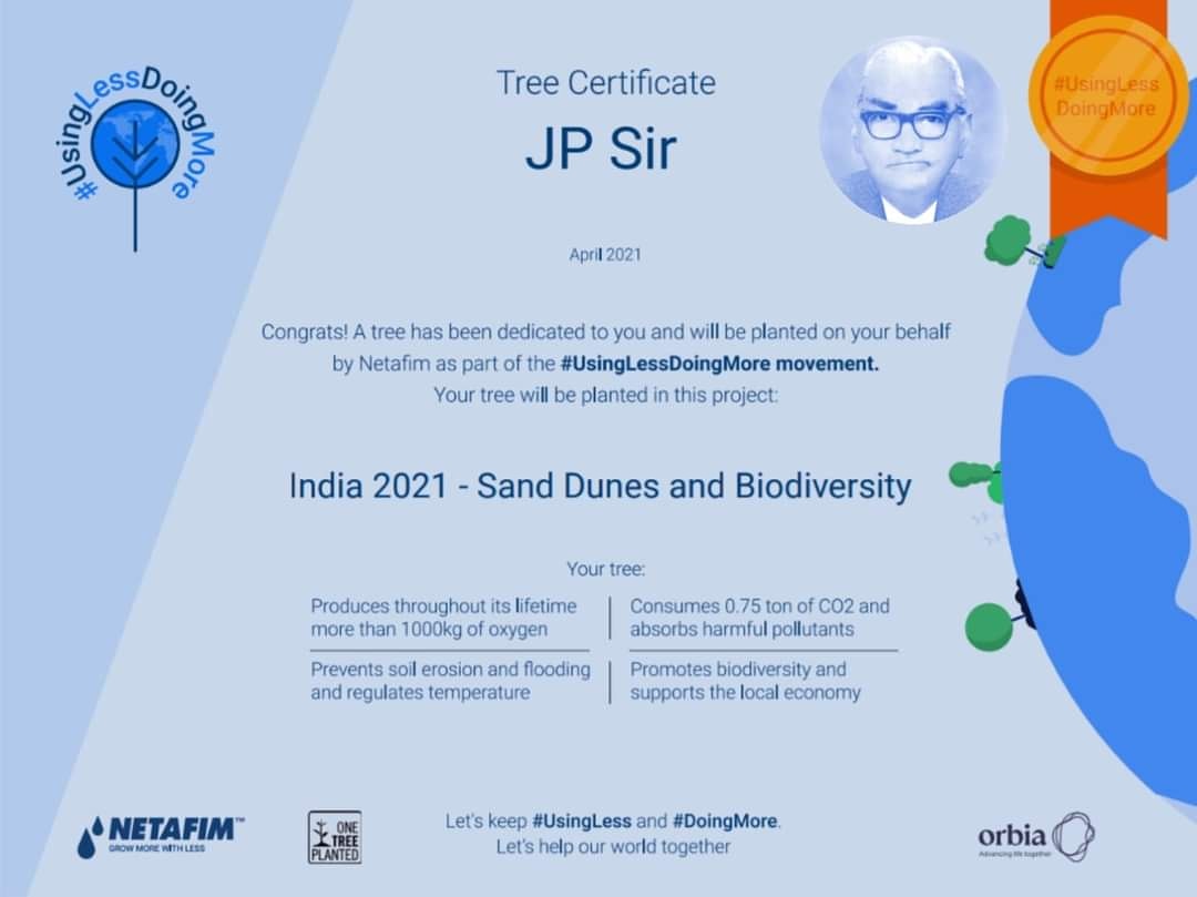 DrKamalSSaxena1's tweet image. #Netafim #usinglessdoingmore
#Biodiversity #climatesustanability 
Thanks For Planting A Tree Recognising Our Efforts Towards Climate n Sustainabity
Gift A Plant ..Is Like Gifting A Life 🌱@unep @KambojAnanya @bhartifdn @a_bhardwaj97 @mygovindia @sandunesBiodiversity @GaelleMogli