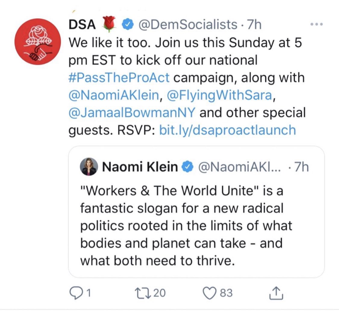 Small business that's not in the Biden coalition gets liquidated, his clients get goodies, workers and the world are just a resource that they burn. "It all comes back to solidarity".