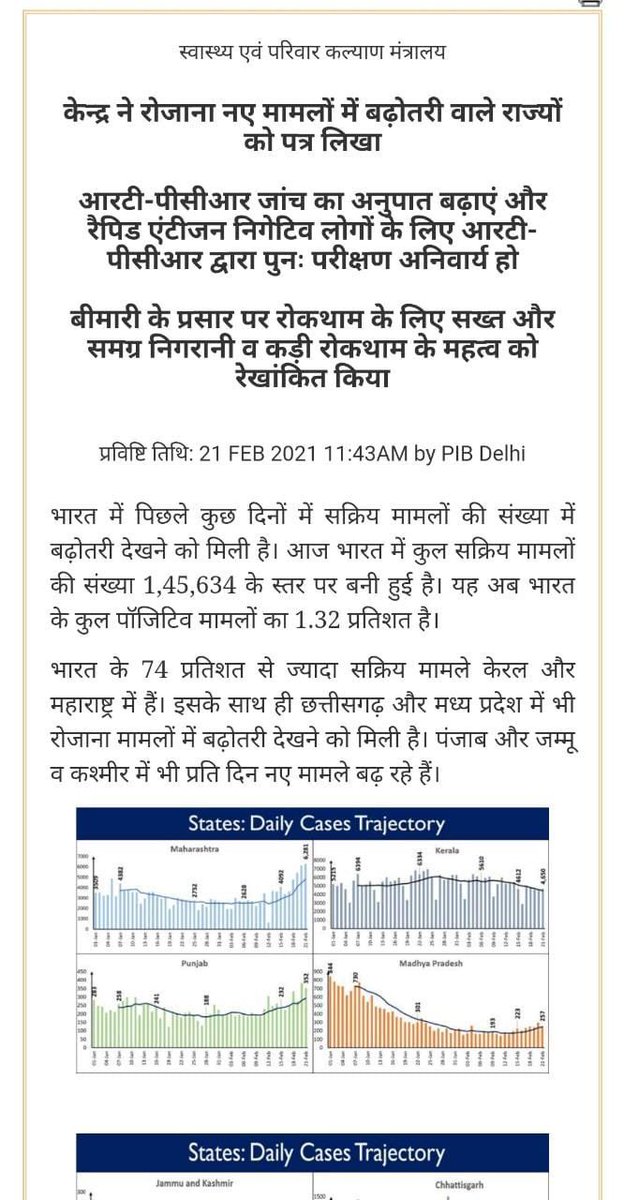 Central Government did warn states aboutMutant strains as far back as January & February 2021.