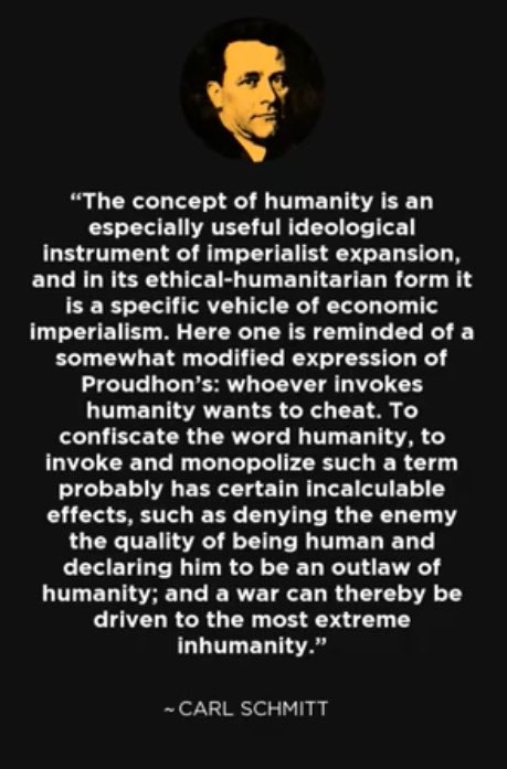 The  @ToBePrudential writes:“Humanity, human rights, & human dignity, along with other terms deified & mystified for the purposes of direct interventionism, has been the rhetorical & political modus operandi for imperialist expansion—specifically for the American Empire.”