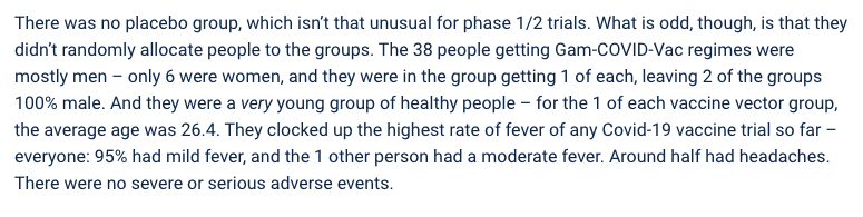 ...I think with all the focus on Lancet paper for phase 3, people forget how little study there had been of this vax: eg only 38 people in phase 1/2 trial version with lots of problems. ( https://absolutelymaybe.plos.org/2020/09/11/phase-3-results-in-sight-for-some-while-one-vaccine-is-put-on-hold-covid-19-vaccine-race-month-9/) Assessing a vaccine isn't only about the phase 3 trial results...3/n