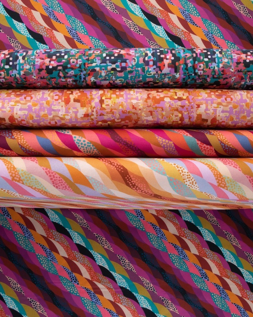 A handful of vibrant bolts to go with this beautiful spring day! These Wishwell quilting cottons by <a href="/robertkaufman/">Robert Kaufman</a> are sure to go fast! ⁠
⁠
[Image Description: four saturated and bright bolts of graphically-printed quilting are against a backdrop of … instagr.am/p/COJbHnnJ1bU/