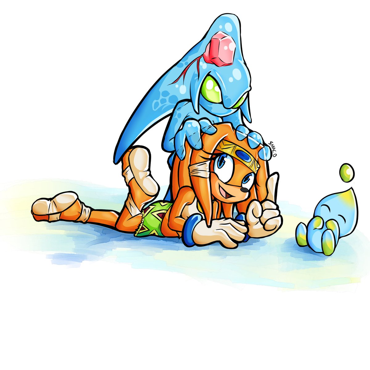 In the game we are told Chaos is a gentle creature... but 90% of the time  we see him he's a villain. Wanted to draw him being... chill. (no pun  intended) Prolly, image size:1200x1200