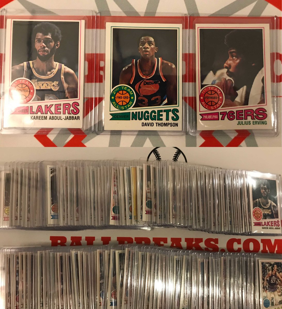 BallPackBreaker's tweet photo. Brand new product & Beautiful! π
1977 Topps Basketball Complete Set Break. Grab your shot for only $7.50 right here:
https://t.co/dbiomEgJkq
.
#BallBreaks #CardShellz #vintagebreaks #modernbreaks #basketball #nba #sportscards #basketballcards @HobbyConnector @Hobby_Connect https://t.co/hota6EsdnQ